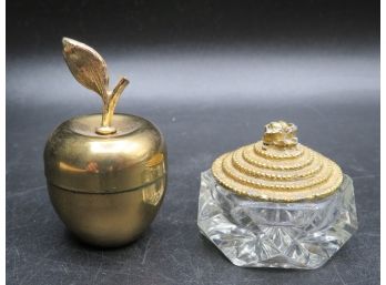 Trinket Boxes Brass & Glass  - Set Of 2