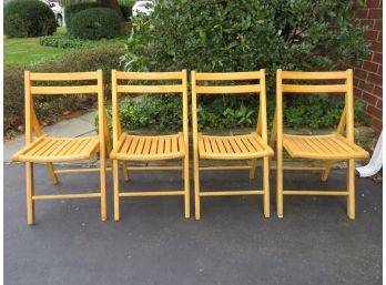 Wood Folding Chairs - Set Of 4