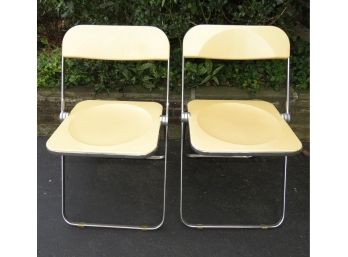 Plastic & Metal Folding Chairs - Set Of 2