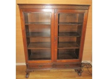 Wood Bookcase Cabinet With 2- Door & 2 Drawers