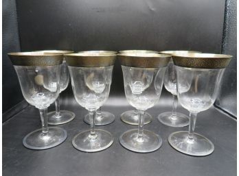 Silver Plated Rimmed Wine Glasses - Set Of 8