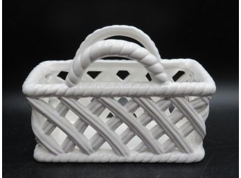 Ceramic White Basket Style Napkin Holder