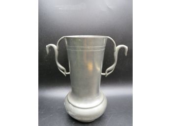 OLD COLONIAL PEWTER  FLOWER VASE, GREYHOUND HANDLES