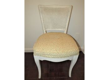 White Cane Back Chair With Fabric Seat