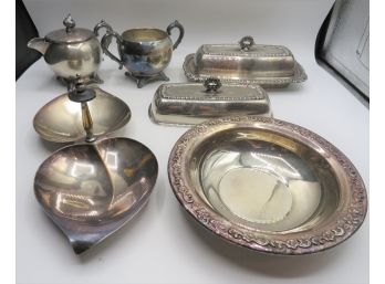 Silver On Copper & Silverplated Assorted Tableware