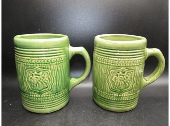 Green Ceramic Mugs - Set Of 2