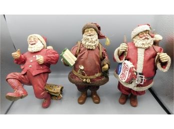 Resin Santa Claus Figurines - 3 Total