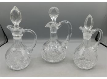 Cut Glass Cruet Set - 3 Total