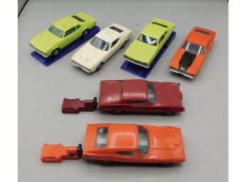 Vintage Funmate Go-cars Plastic Racing Toy - 6 Total - Two Launchers Included