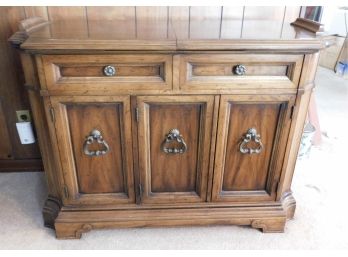 Vintage Drexel Sideboard Buffet With Dry Bar Storage Compartment And Rolling Top