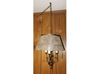 Capiz Shell Style 3 Arm Chandelier Style Hanging Lamp With Chain Plug Into Socket