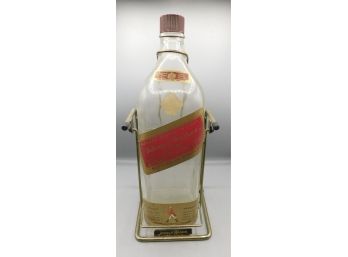 Vintage Johnnie Walker Red Label Bottle With Metal Teeter Holder