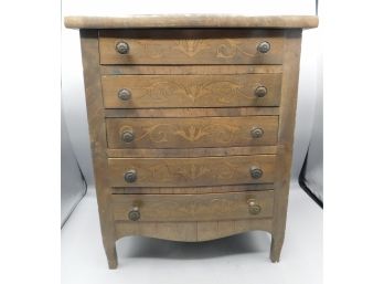 Miniature Commode With 5 Drawers - Inlaid Pattern - Made In Italy