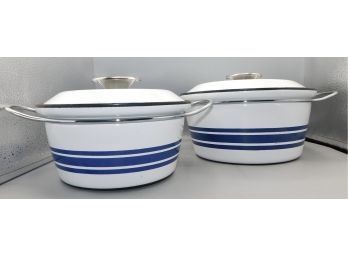 Catherine Holm Mid Century Enamelware Dutch Ovens With Handle - 2 Total