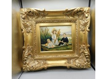 Bail Signed Oil On Canvas With Gold Gilt Frame