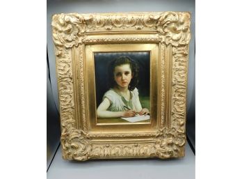 A Calling Signed N. Bingham Oil On Wood With Gold Gilt Frame