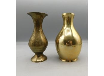 Polished Brass Bud Vases - 2 Total