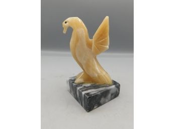 Alabaster Swan Figurine With Marble Base