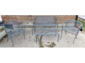 Outdoor Wrought Iron Patio Set - 5 Pieces Total