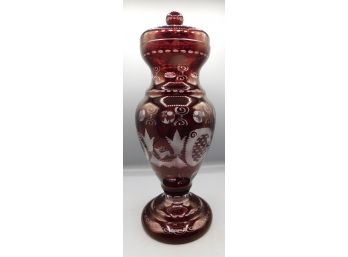 Egermann Czech Bohemian Glass Vase With Lid