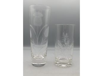 Set Of Etched Drinking Glasses - 15 Total