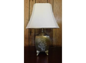 Brass Engraved Bird Pattern Table Lamp