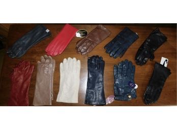 Leather Womens Gloves - Assorted Lot - 11 Pairs Total