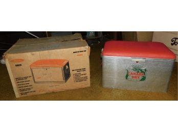 Vintage Cronstroms Canada Dry Aluminum Cooler With Cushion - Box Included