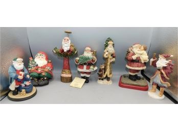 Resin / Ceramic Santa Claus Figurines - 7 Total