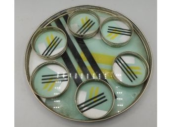 Glass Coaster Set With Serving Tray - 7 Pieces Total - Made In Japan