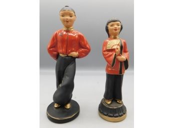 Alexander Backer Company Hand Painted Asian Inspired Chalkware Figurines