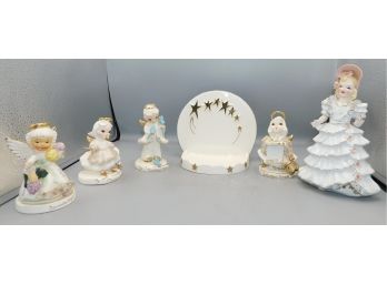 Vintage 1950s Porcelain Hand-painted Figurine Set - 5 Total