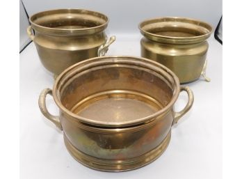 Vintage Brass Pots - 3 Total