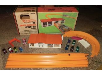 1968 Mattel Hot Wheels Super-charger Sprint Set With Box - 9 Red-line Hot Wheel Cars Included