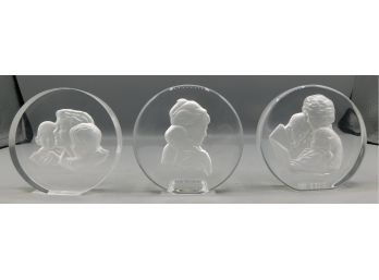 Danbury Mint Etched Glass Mothers Day Paperweights / Decor