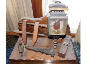 Hand Crafted Wood Carpenter Style Table Lamp