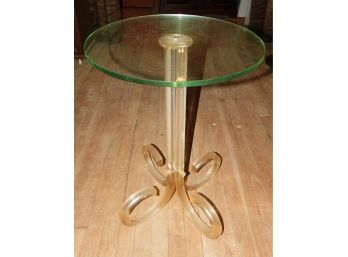 Unique Lucite Base Glass Top End Table