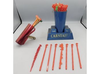 Carstairs Plastic Holder With Plastic Stirrers & Golf Shot Jug With Golf Club Stirrers