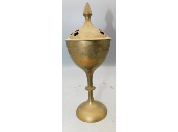 Brass Engraved Incense Cup With Lid