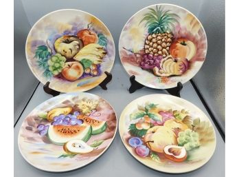 J. Nagasaki Hand Painted Fruit Pattern Plates - 4 Total