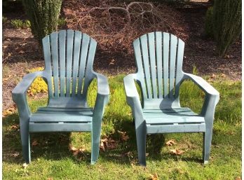 Green Plastic Adirondack Chairs - Set Of Two