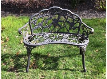 Rose Design Wrought Iron Garden Bench