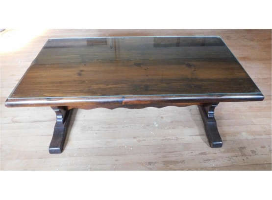Solid Pine Coffee Table With Glass Top