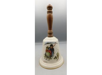 1975 Limited Edition Lincoln Mint Norman Rockwell - Downhill Daring - Bell With Wood Handle