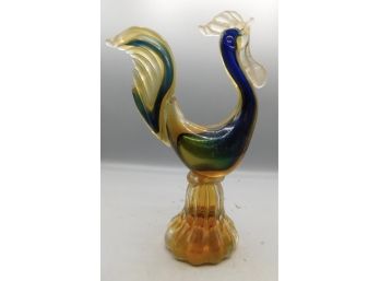 Rooster Murano Style Hand Crafted Glass Decor 9H