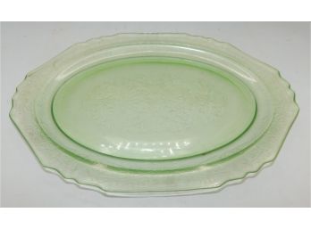 Green Tint Glass Oval Platter