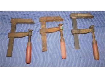 Vintage Wetzler Bar Clamps With Wood Handles - 3 Total