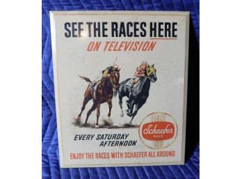 Schaefer Beer Horse Races Advertising Sign