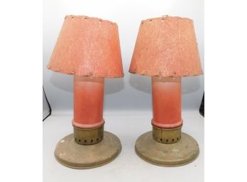 Vintage Red Glass Candlestick Table Lights -2 Total