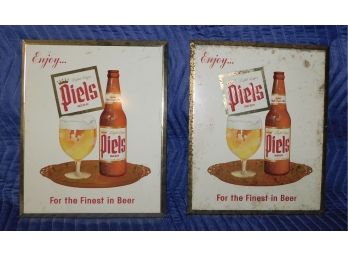 Piels Light Lager Beer Advertising Signs - 2 Total
